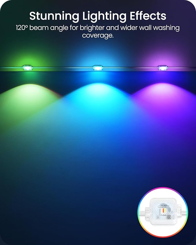 Permanent Outdoor Lights 150 FT RGB &amp White Outdoor Eaves Light with 72 LED Lights App/Remote Control IP65 Waterproof Christmas String Lights for Festival Party Holiday Decor W04EL05