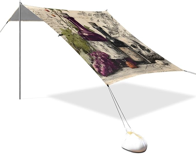 ALAZA Retro Wine Bottle Skull Beach Tent Sun Shelter Portable Canopy Sunshade for Outdoor Camping Picnics Backyard Fun 10x9 ft