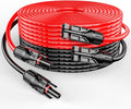 RICH SOLAR 10 Gauge 10AWG One Pair 100 Feet Red + 100 Feet Black Solar Panel Extension Cable Wire with Female and Male Connectors (100FT 10AWG)