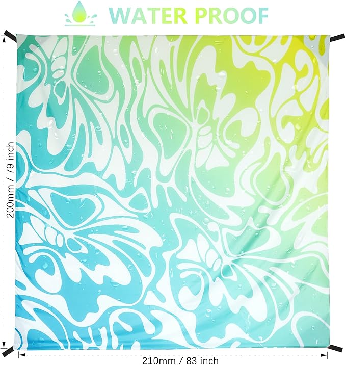Beach Blanket Waterproof Sandproof Beach Mat 79 X 83/10'x9'for 2-8 Adults Quick Drying Outdoor Picnic Mat Beach Accessories for Travel Camping Hiking