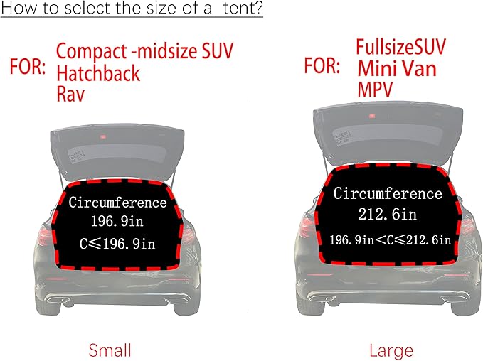 Poles Included Tailgate Shade Awning Tent for Car Camping Road Trip Essentials Small to Midsize SUV Waterproof 3000MM UPF 50+Grey (Small)