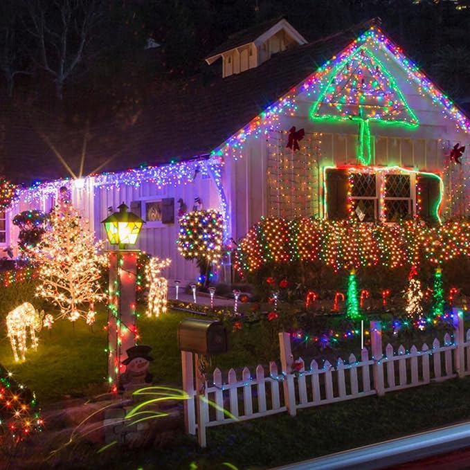 2 Pack 480 LED Solar Chrismas Lights Outdoor 170 FT Super Long Solar String Lights for Outside with 8 Modes &amp Memory Function Waterproof Twinkle Light for Xmas Tree Party Decorations (Multicolor