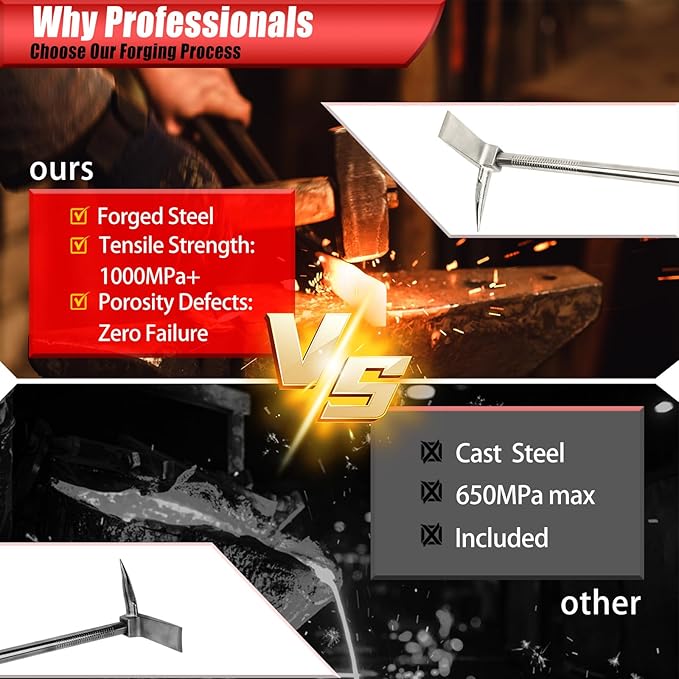 30 Halligan Bar Firefighter Tool with Shoulder Strap - Forged Steel One-Piece Construction | Fork Gap Design
