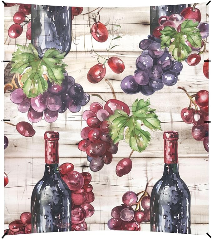ALAZA Watercolor Red Wine Bottle Grapes Wooden Beach Tent Sun Shelter Portable Canopy Sunshade for Outdoor Camping Picnics Backyard Fun 10x9 ft