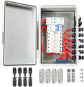 4 String PV Combiner Box with 15A Fuses Surge Protector &amp 63A Breaker IP65 Waterproof for On/Off Grid Solar System Home RV Marine