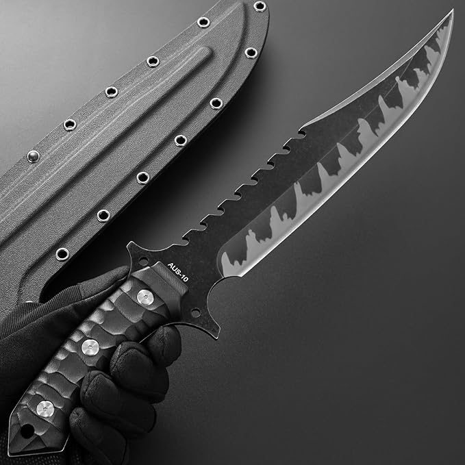 Gtkii GTK41 Fixed Blade Knife AUS-10 Steel Blade Full Tang Nylon Fiberglass Handle Cool Style Fix Knifes for Outdoor Camping Hunting Collection