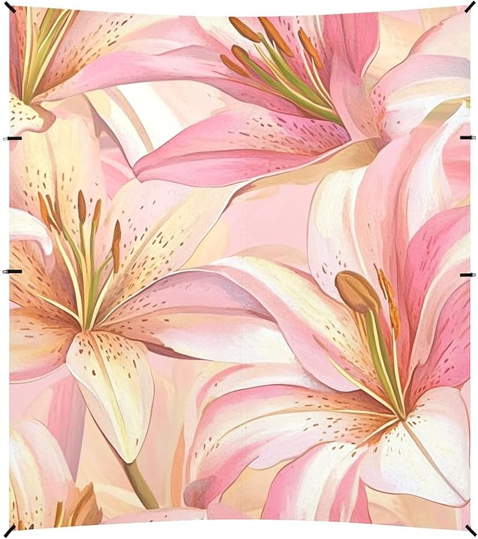 ALAZA Pink Golden Lily Beach Tent Sun Shelter Portable Canopy Sunshade for Outdoor Camping Picnics Backyard Fun 10x9 ft