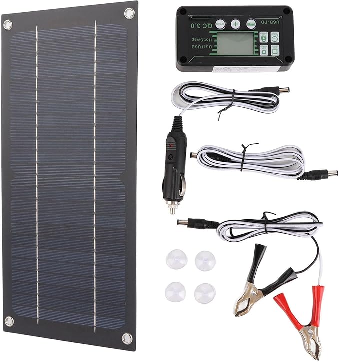 Solar Panel Kit 600w Solar Panel Charger Monocrystalline Silicon 100a Charge Controller Solar Panel Kit with Extension Cable Battery Clip for Rv Outdoor Camping