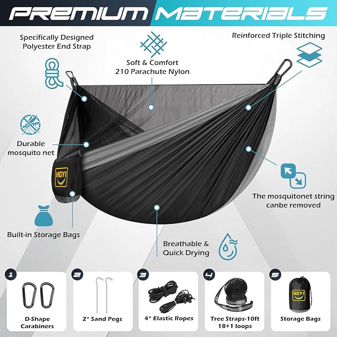 Camping Hammock Mosquito NetDouble &amp Single Portable Hammocks Hammocks with 2 Tree StrapsHammock Tent for Travel CampingCamping Accessories for Indoor Outdoor Hiking Backpacking Backyard Beach