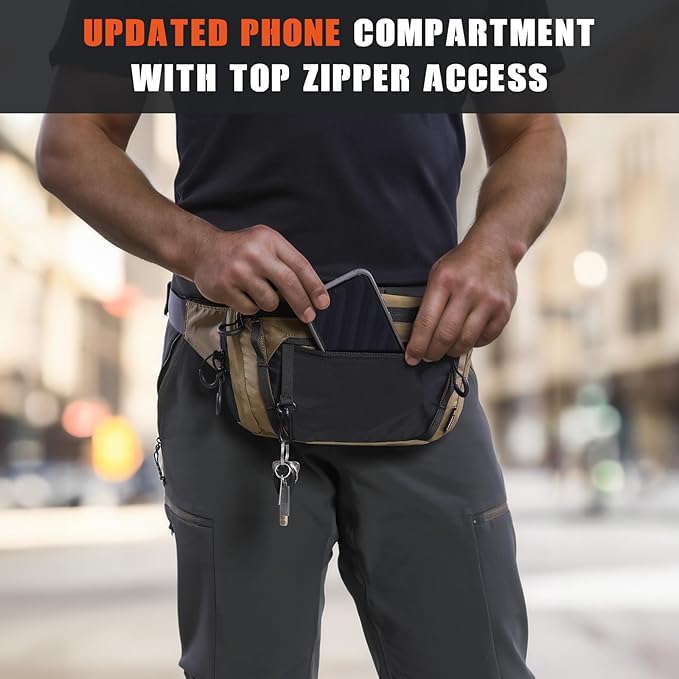 Tactical CCW Fanny Bag Concealed Carry Fanny Pack w/Adjustable Waist Belt Tactical Waist Bag Handgun Pouch with Universal Pistol Holster Everyday Hip Pack for Men Travel Outdoor(Brown)