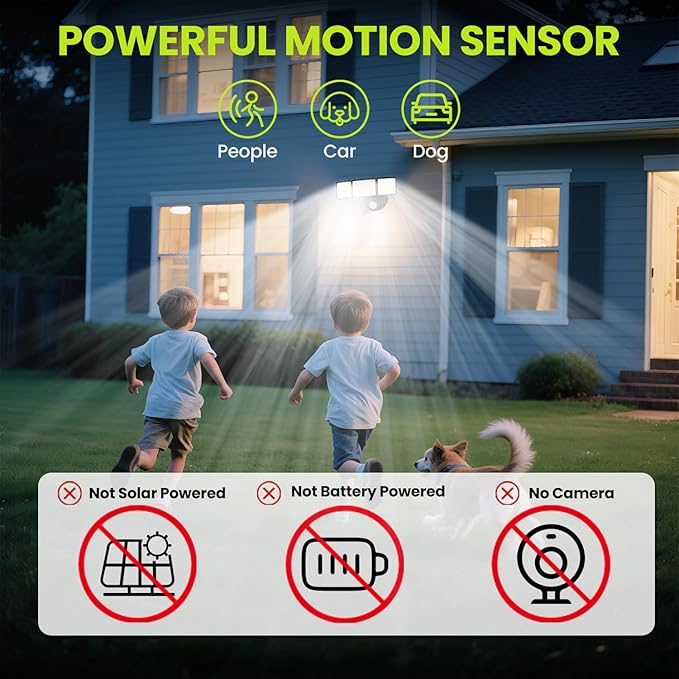 7500LM LED Security Light Motion Sensor Outdoor Lights Adjustable 3 Head Hardwired LED Flood Lights Outdoor IP66 Waterproof 38W Motion Detected Lights for Outside House Garage Yard