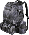 Tactical Backpack 55L with Built-up 3 MOLLE Bags Rucksacks for Travelling