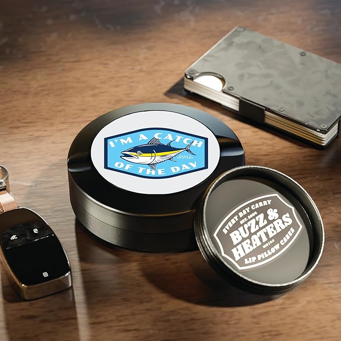 Buzz &amp Heaters Zyn Container - Metal Holder with Pouch Cans for Fishing