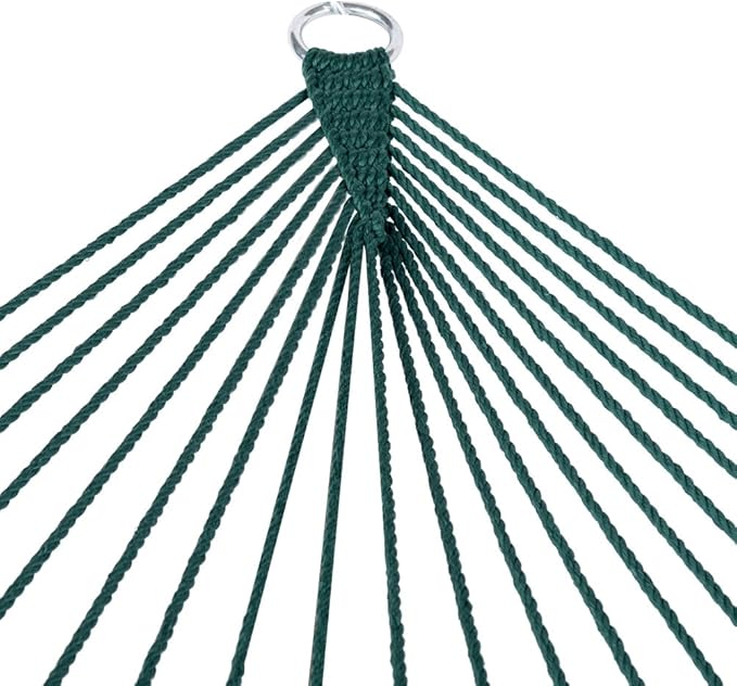 Lazy Daze Hammocks 10.5 FT Double 2 Person Caribbean Rope Hammock Hand Woven Polyester Hammock with Spreader Bars for Outside Outdoor Backyard Patio Poolside 450 LBS Capacity Green