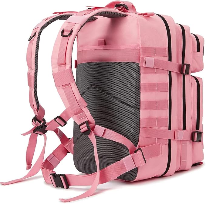 50L Military Tactical Backpack Training Gym Fitness Bag Outdoor Hiking Camping Army Molle Backpacks for Women Travel (Pink)
