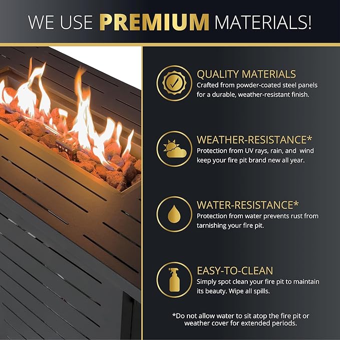 42 Outdoor Propane Fire Pit Table Gas Fire Pits with Lava Rock Waterproof Cover and Removable Lid for Outside Gatherings Parties on Patio Deck Garden Backyard Balcony 50000 BTU CSA Certified