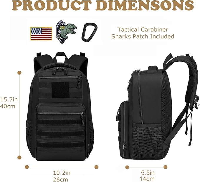 Kids tactical Backpack for Boys School Bag 20L mini Children Backpack for Outdoor Camping Travel (Black)