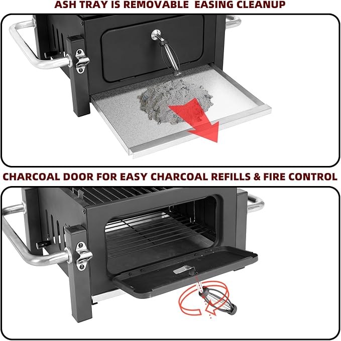 Portable Charcoal Grill Tabletop Outdoor Barbecue Smoker Small BBQ Grill for Outdoor Cooking Backyard Camping Picnics Beach by DNKMOR