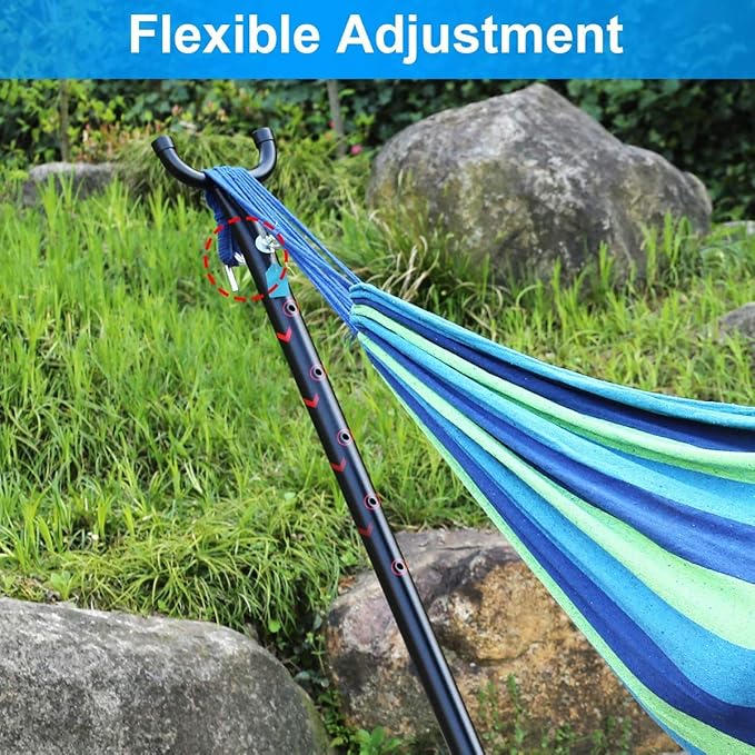 9ft Hammock Stand Portable Heavy Duty 2 Person Steel Stand Only for Outdoor Patio Backyard Indoor Bedroom with Carrying Case Weather-Resistant Finish Swing Stand 450LBS Weight Capacity Black