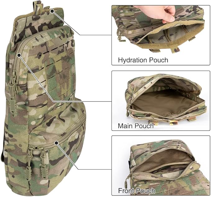 Tactical MOLLE Hydration Pack for 2L Hydration Water Bladder Hydration Bag 500D Nylon