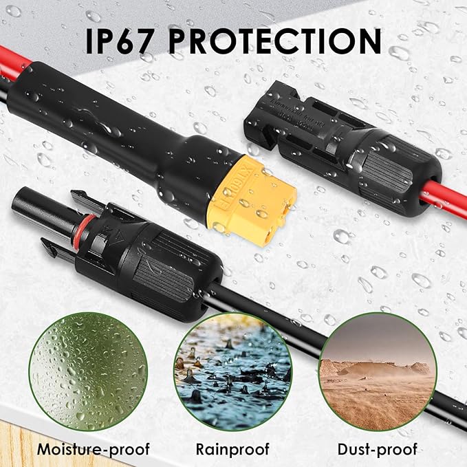 MOOKEERF Solar Connector to XT60 Adapter Cable - 35FT 10AWG for Solar Panel to Portable Power Station