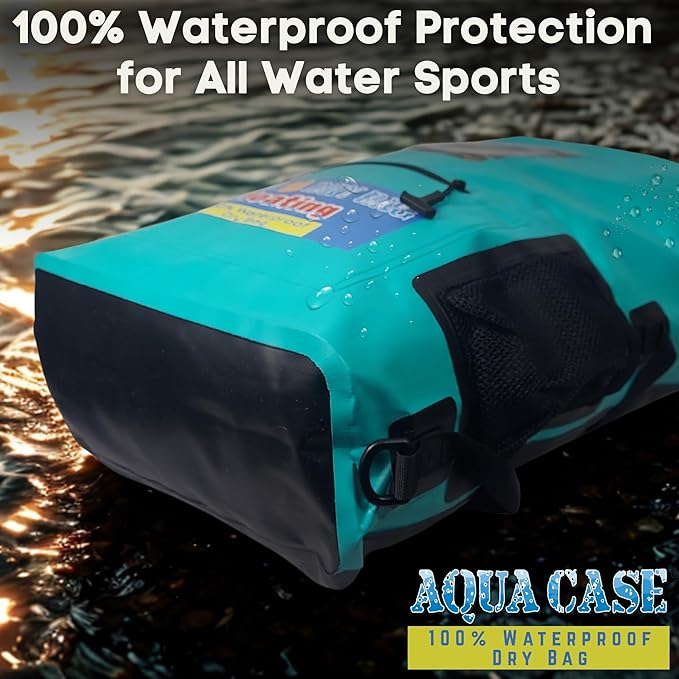 Waterproof Backpack 28L Teal Dry Bag Cell Phone Pouch with Exterior Window for Easy Use During All Water Sports | 28L Large Capacity | Ideal for Hiking Boating Rafting and Travel
