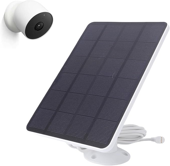 Fabater Solar Panel for Googles Nest Camera 10W Solar Power Charger with 360 Adjustable Bracket and 9.8ft Cable IP66 Water Proof for Indoor &amp Outdoor Security Cam (1pc)