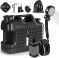 Digury Portable Camping Shower with 5 Gallon Water Jug 6000mAh Rechargeable Outdoor Camping Shower Kit IPX7 Waterproof Pump BPA Free Water Containers Camp Essentials
