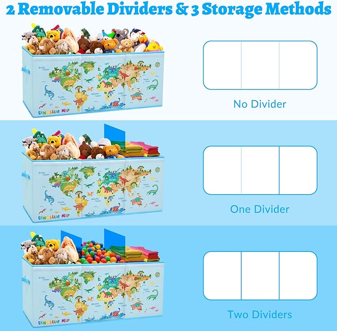 decalsweet Kids Toy Box Storage Chest Collapsible Storage Bin with Lids Handles for Boys Girls Toddler Large Kids Toy Organizer Box for Kidsroom Bedroom Playroom Nursery37.7x12.5x15.7
