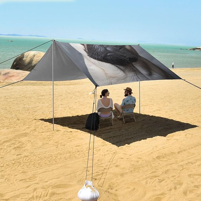 ALAZA Cute Pug Dog Beach Tent Sun Shelter Portable Canopy Sunshade for Outdoor Camping Picnics Backyard Fun 10x9 ft