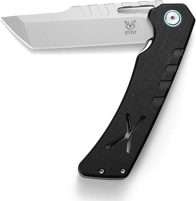 BTFLY G10 Handle Tactical Folding Knife D2 Steel Tanto Blade 3.7in EDC Pocket Knife with Liner Lock &amp Stainless Steel Clip Lightweight Bushcraft Camping Survival Knife for Men Adult