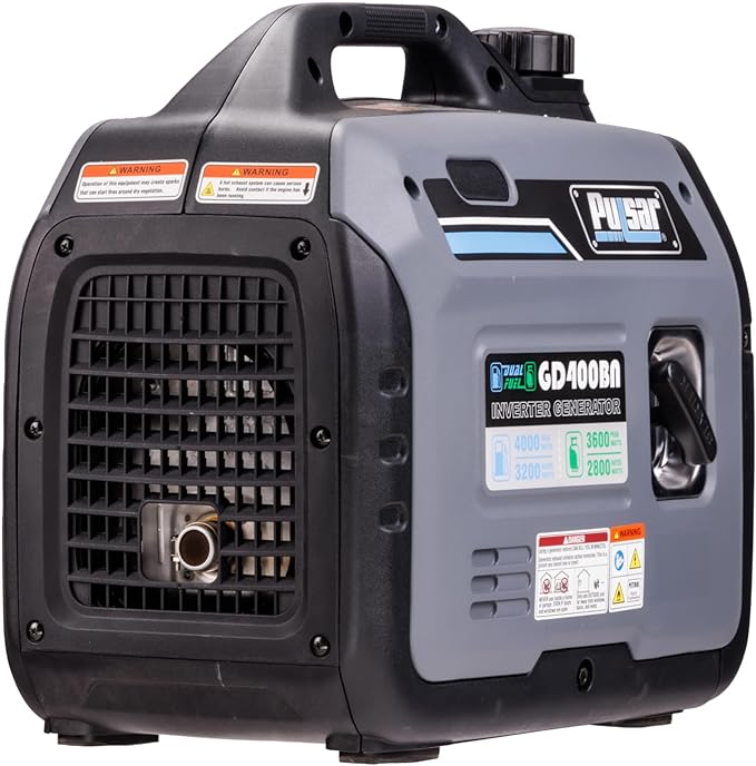 Pulsar Products GD400BN 4000W Portable super-quiet Dual Fuel &amp Parallel Capability RV-Ready CARB Compliant