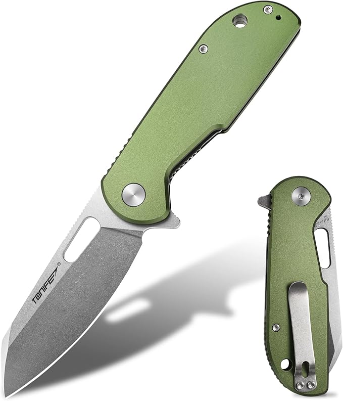 TONIFE Galaxy Mini Folding Knife with D2 Steel Blade and Aluminum Handle EDC Pocket Tool for Camping Hiking and Survival (green)