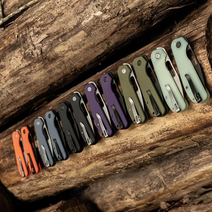 LIONGMAH Lightweight Folding Pocket knife G10 Handle Small EDC Knife with Pocket Clip for Men Women Sharp Camping Survival Huntng Knives (Right-handed version)