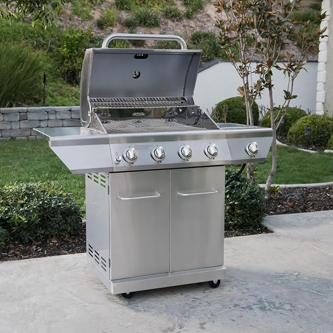 Nexgrill 4-Burner Propane Gas Grill in Stainless Steel with Side Burner 60000BTUs 626 sq. in. Cooking Space Perfect for Outdoor Cooking &amp Grilling Patios BBQ Backyards Silver 720-0830H