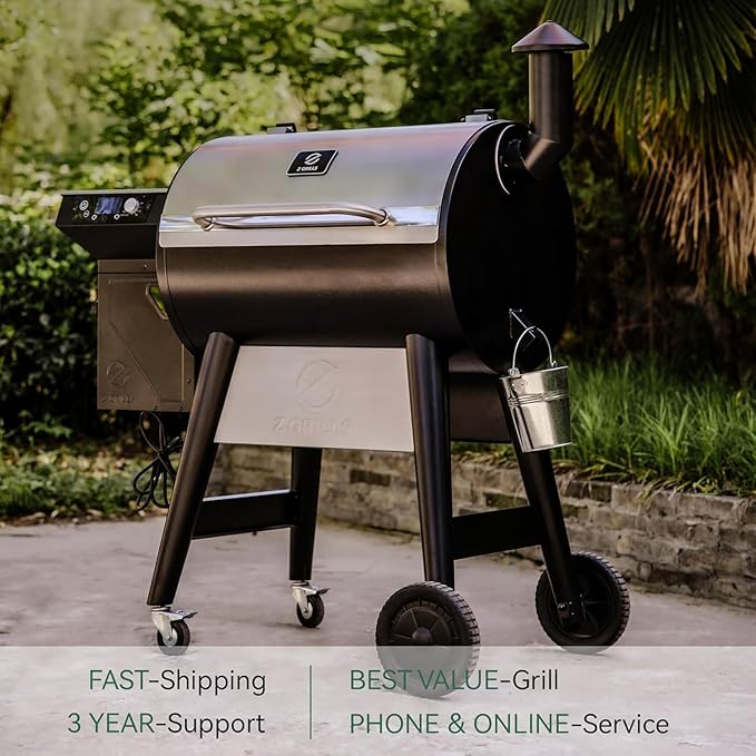 Z GRILLS Wood Pellet Grill &amp Smoker 8-in-1 Outdoor BBQ Grill with PID 3.0 Controller 697 sq in Cooking Area 2 Meat Probes LCD Screen Rain Cover Included