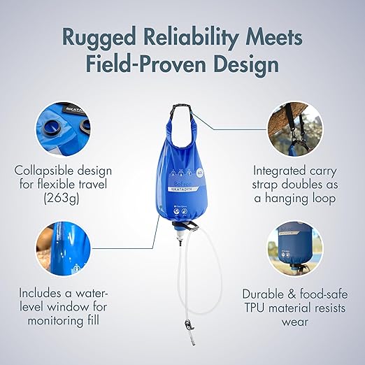 Katadyn Gravity BeFree 6L Water Microfilter Camping Backpacking Emergency Preparedness Blue