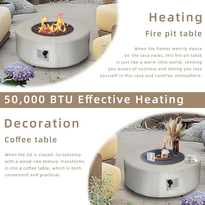 Afterglow Firepits All Terrafab External Gas Tank for Outdoor Use Round 50000Btu Gray