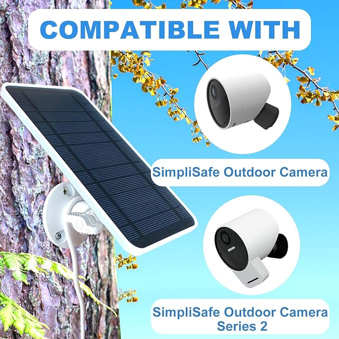 DIANMU Solar Panel for SimpliSafe Outdoor Security Camera &amp Series 2 with 13FT Weatherproof Cable and Aluminum Alloy Adjustable Mount (1 Pack)