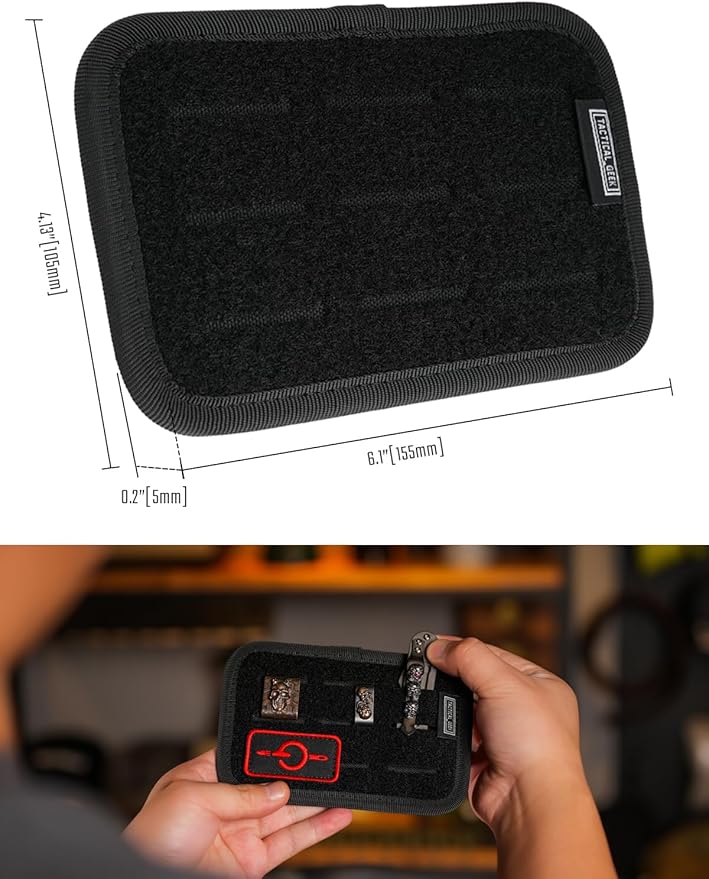 TACTICAL_GEEK TCM2 Mini EDC Organizer Board Anti-Slip Elastic Woven BoardBag Insert Panel for Small Gear Backpack Accessories for Everyday Necessary Gadget (Black)