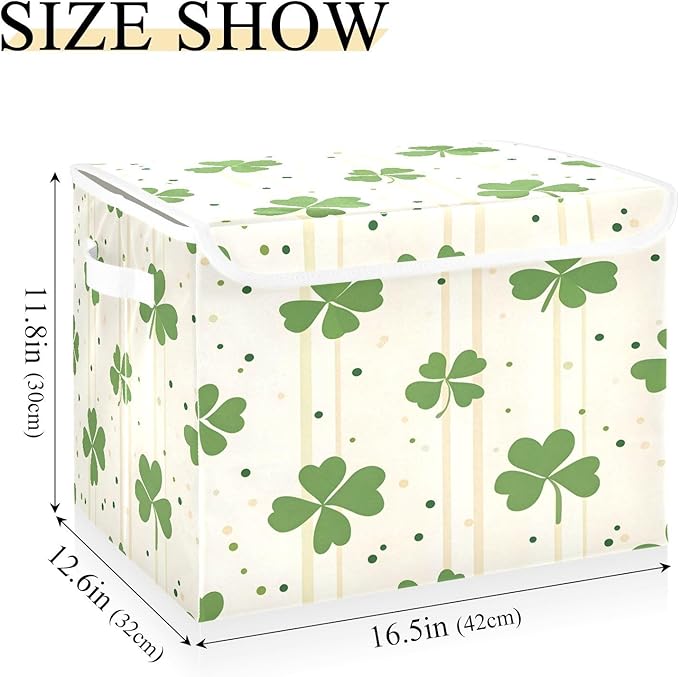 Cute Clover Fabric Storage Bins with Lids and HandleFoldable Storage Bins with LidsCloset Organizers for Clothes Storage Room Organization Office Storage Chest Organizer