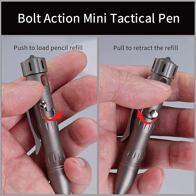 MecArmy TPX10 Mini Titanium Bolt Action Tactical Pen with Replaceable Refill Small EDC Tactical Pen with Stress-Relief Spinner Tail for Office Outdoor Lightweight for Daily Carry (Titanium Bronze)