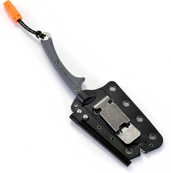 Slicer Feather - Fixed Blade Camp Kitchen Survival Knife with built-in Firestarter for Camping Hunting Outdoor Adventure and Culinary Needs - Full Tang VG10 Blade G10 Scales Loud Whistle Knife Sh