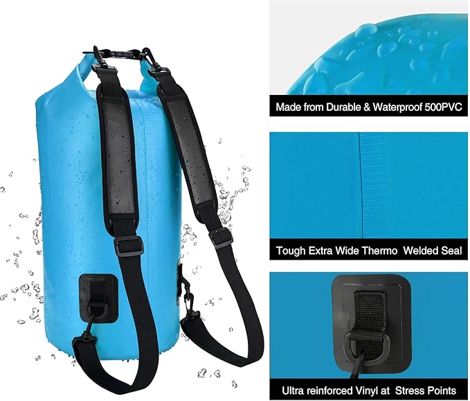 Piscifun Dry Bag Waterproof Floating Backpack 10L/20L/30L/40L with Waterproof Phone Case for Boating Kayaking Fishing