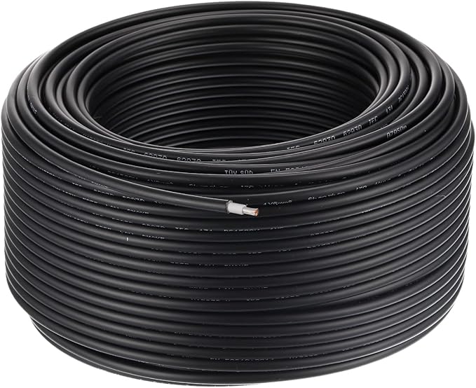 MECCANIXITY Solar Panel Wire 328ft 10AWG 6mm2 Solar Cable Extension Tinned Copper Wire Black for RV Boat Marine Solar Panel