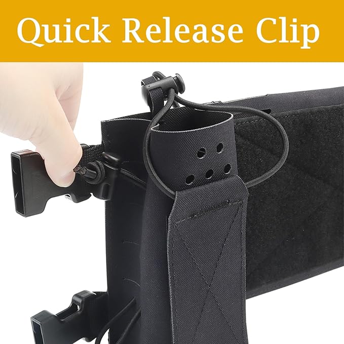 Tactical MOLLE Chest Expansion Panel With Storage Pouch Multi-Function Mission Extender Portable Organizer for Radio and Hydration(Black)