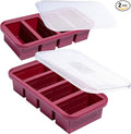 Souper Cubes 1 Cup Silicone Freezer Tray with Lids Perfect for Storing Broth Leftovers Rice Sauce and More Silicone Soup Freezer Molds for Meal Prepping - Cranberry - 2-Pack