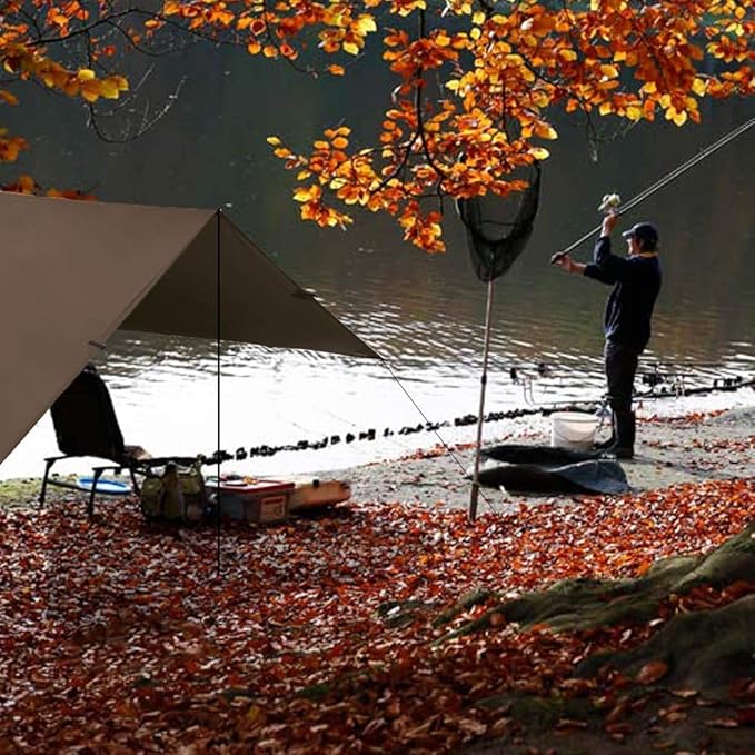 KALINCO Waterproof Camping Tarp Tent Hammock Rain Fly 10X10FT/10X15FT Mutifunctional Tent Footprint Lightweight Tarp for Camping Hiking and Survival Shelter