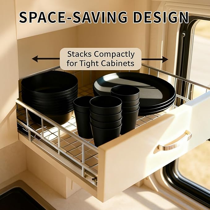 40 Piece Plastic Dinnerware Set for 8 with Cutlery Unbreakable Plates and Bowls Set Dishwasher &amp Microwave Safe Reusable Dish Set for Camping RV Outdoor Kitchen Apartment DiningRainbow Multi