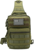 Sling Bag for menTactical Shoulder Backpack Molle Assault Range Bags Chest Pack Day Pack Diaper Bag(Green)
